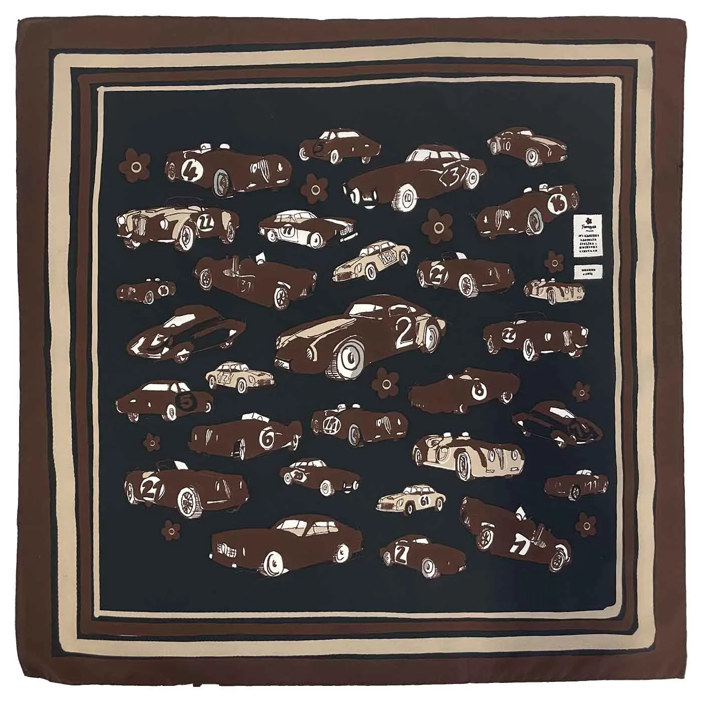 Black vintage car design silk scarf 60