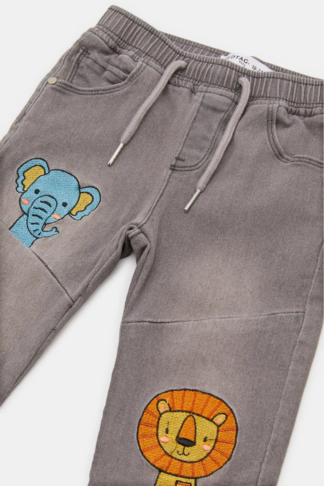 Infant Boys Grey Embellished Novelty Jeans