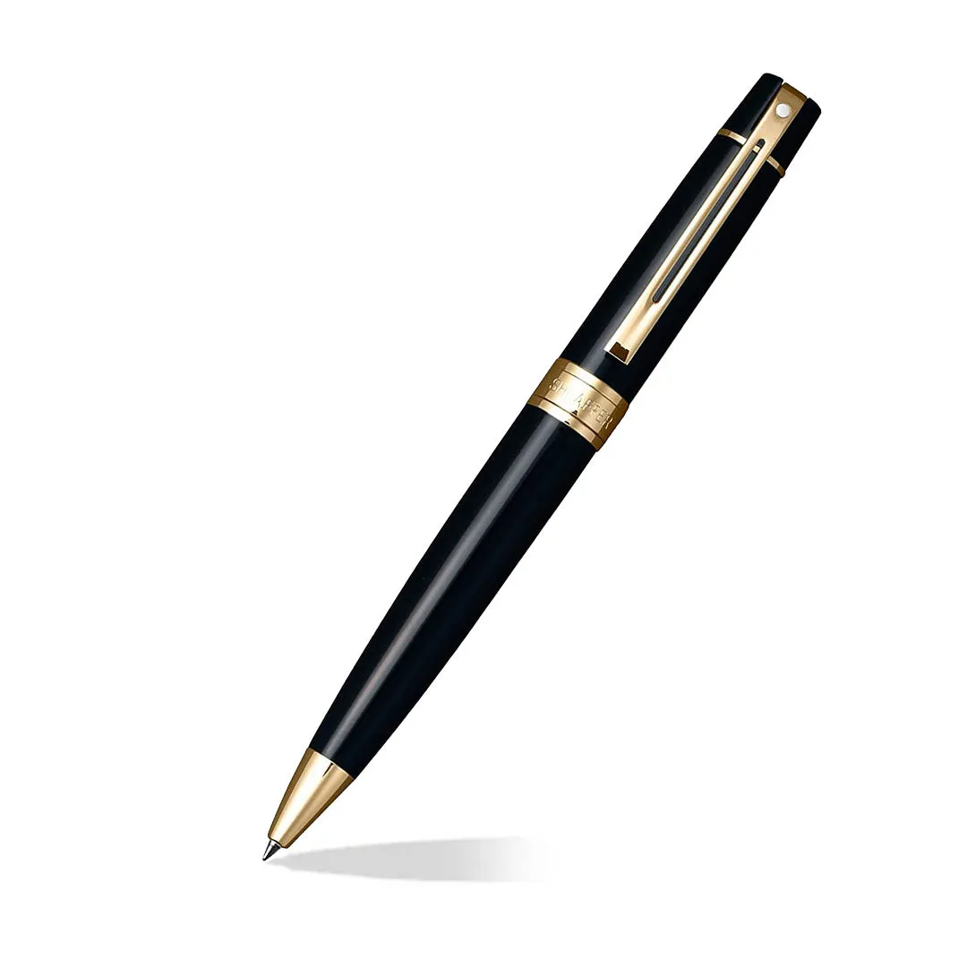 Sheaffer Gift Set ft. Glossy Black 300 Ballpoint Pen with Gold Trims and Credit Card Holder