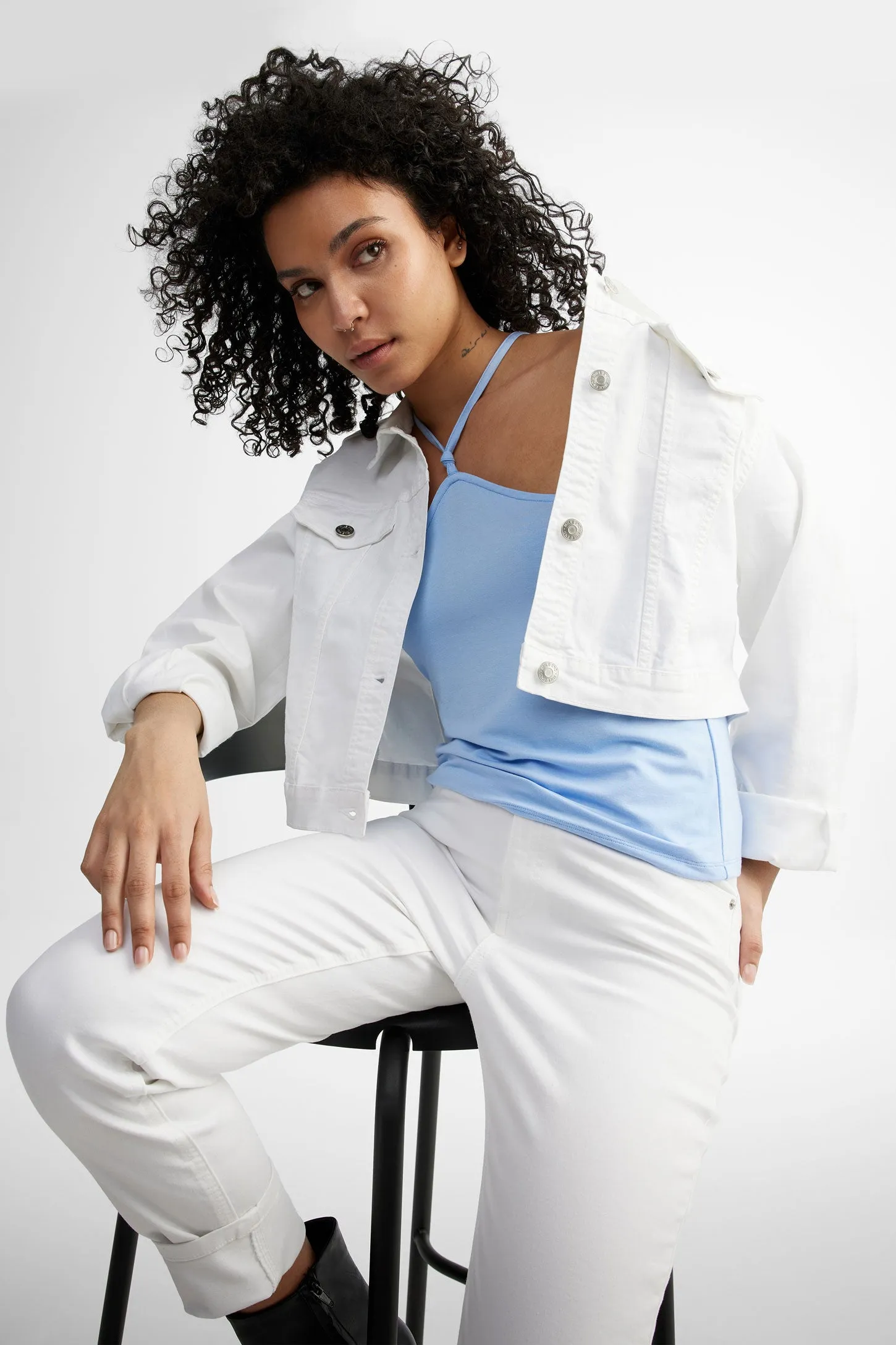 Veste écourtée en jeans - Femme