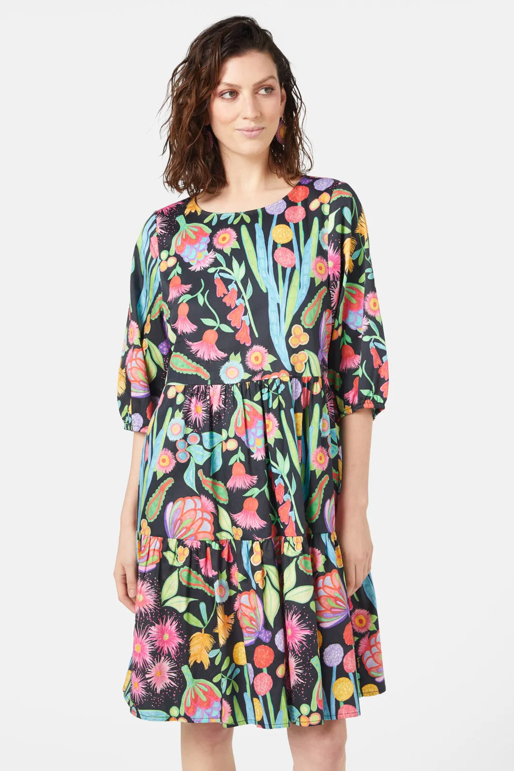 Winter Waratah Smock Dress